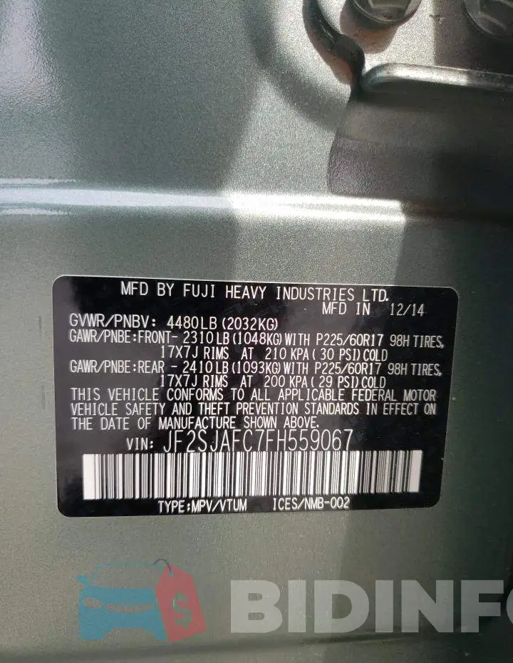 JF2SJAFC7FH559067 Photo# 13