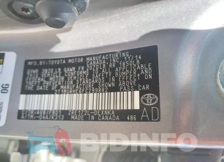 2T1BURHE6FC299882 Photo# 12