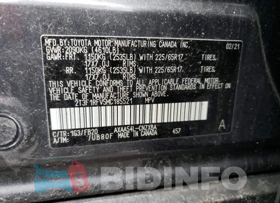 2T3F1RFV5MC185521 Photo# 13