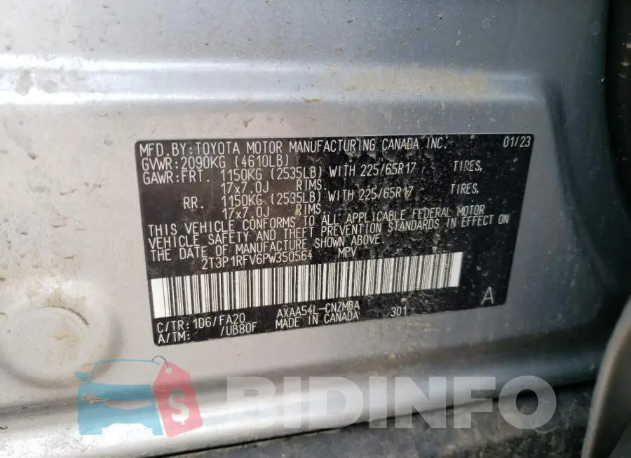 2T3P1RFV6PW350564 Photo# 13