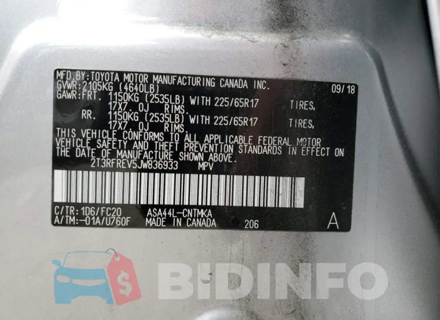 2T3RFREV5JW836933 Photo# 13