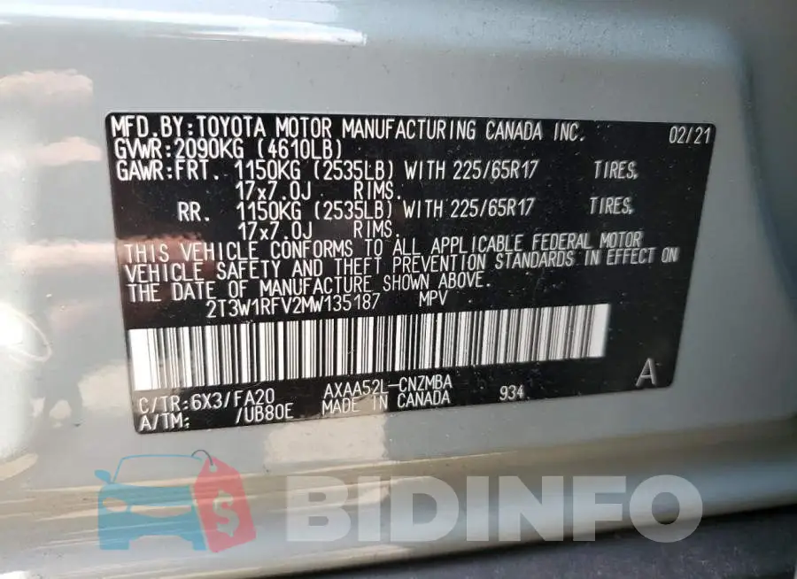 2T3W1RFV2MW135187 Photo# 13
