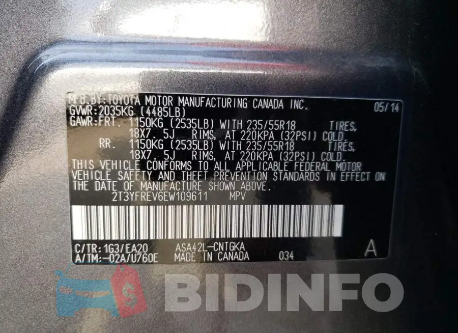 2T3YFREV6EW109611 Photo# 13