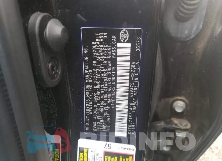 4T1F11BK5LU008115 Photo# 12