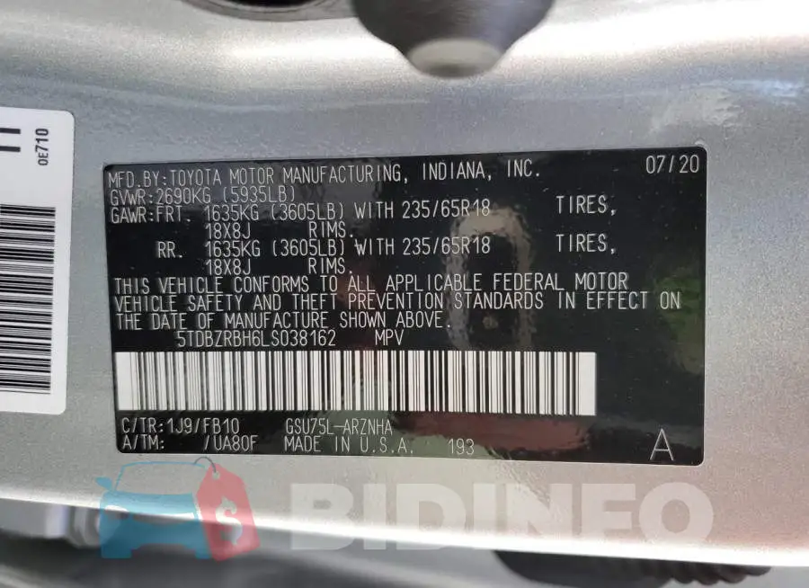 5TDBZRBH6LS038162 Photo# 13