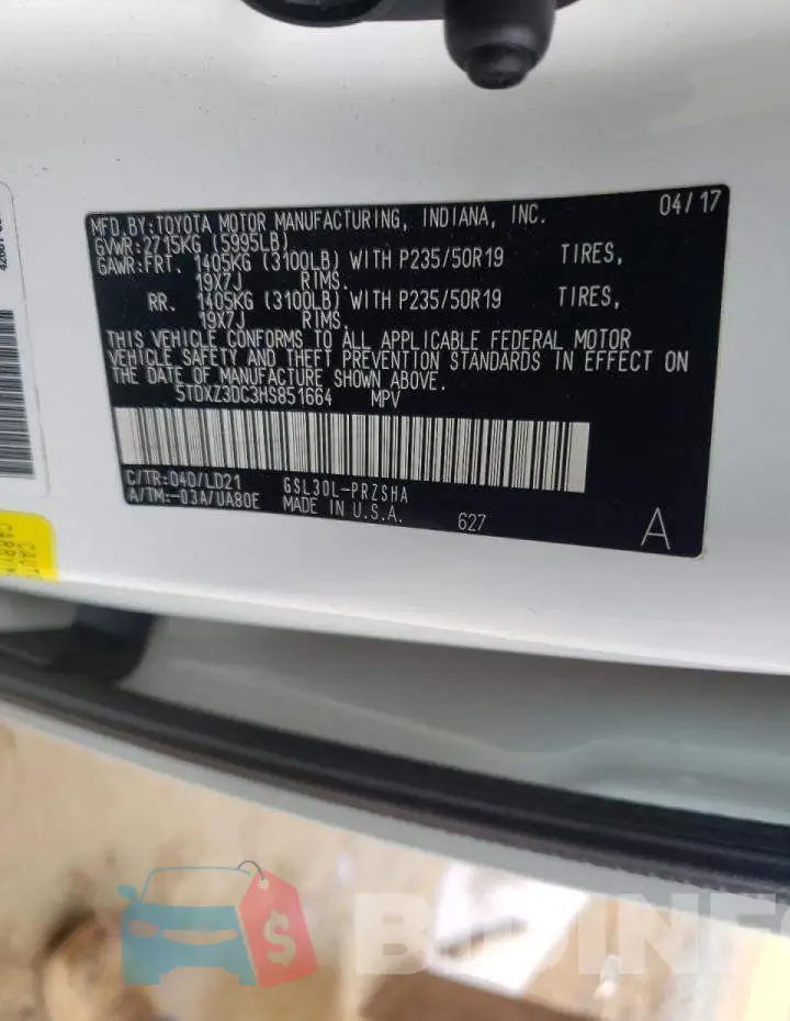 5TDXZ3DC3HS851664 Photo# 14