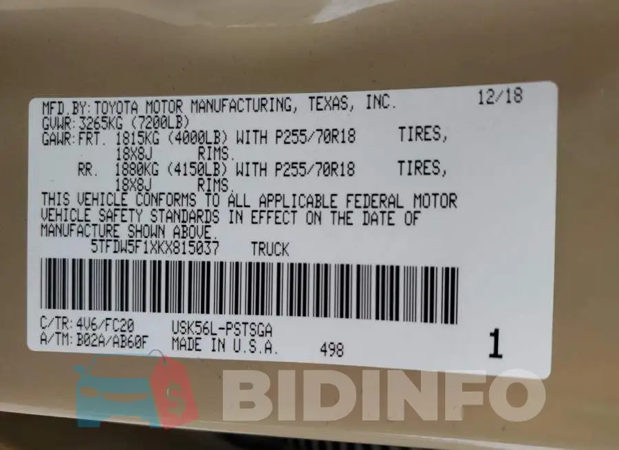 5TFDW5F1XKX815037 Photo# 12