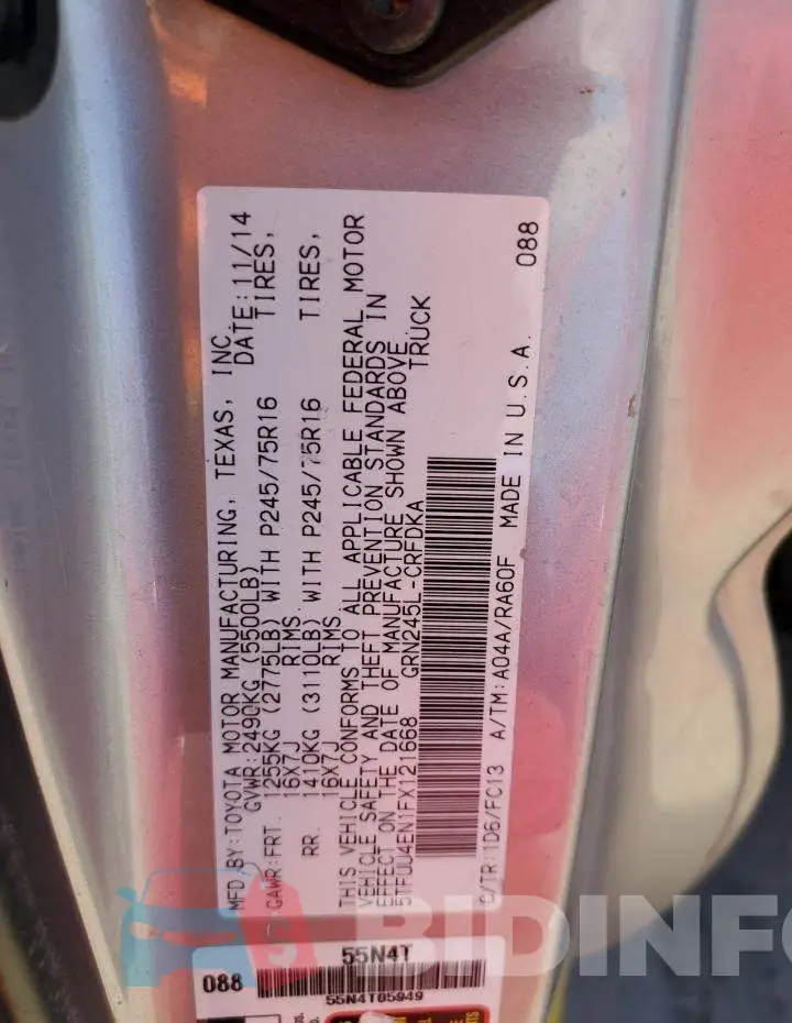 5TFUU4EN1FX121668 Photo# 12