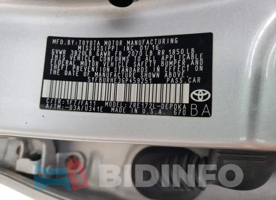 5YFBURHE3GP459251 Photo# 13