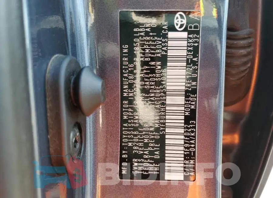 5YFBURHE3GP554036 Photo# 12