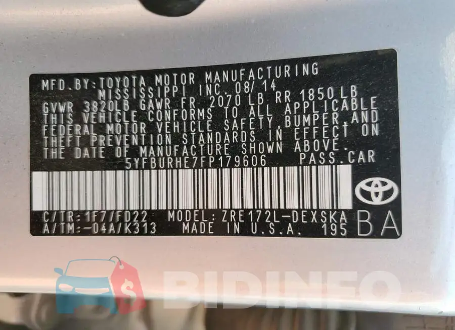 5YFBURHE7FP179606 Photo# 12