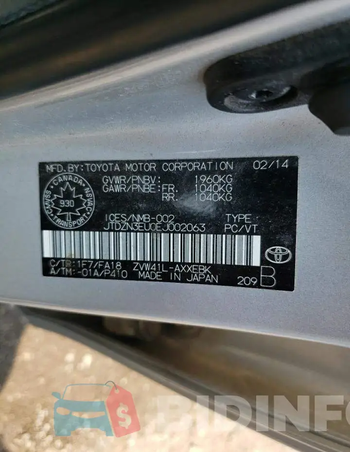 JTDZN3EU0EJ002063 Photo# 12