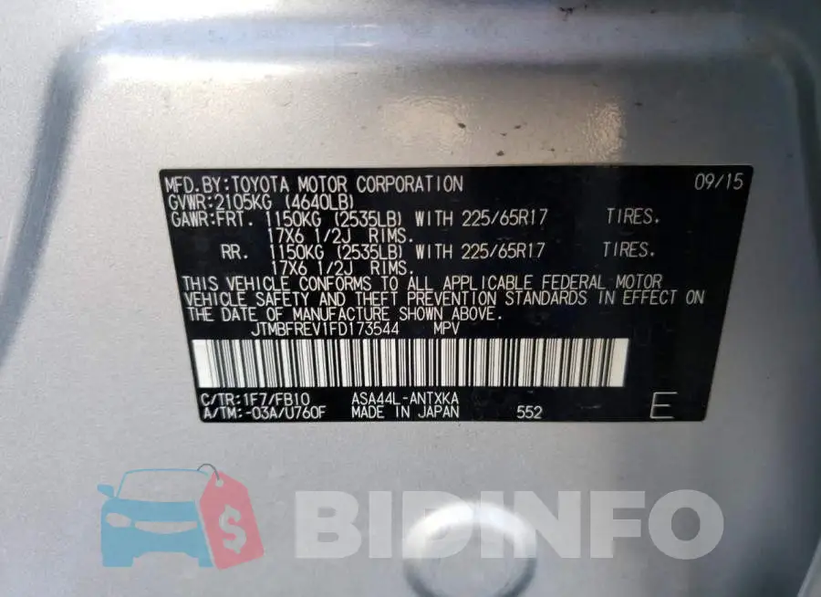 JTMBFREV1FD173544 Photo# 13