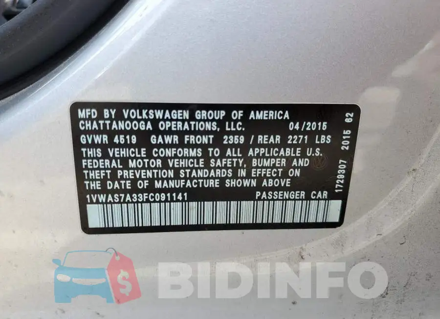 1VWAS7A33FC091141 Photo# 12