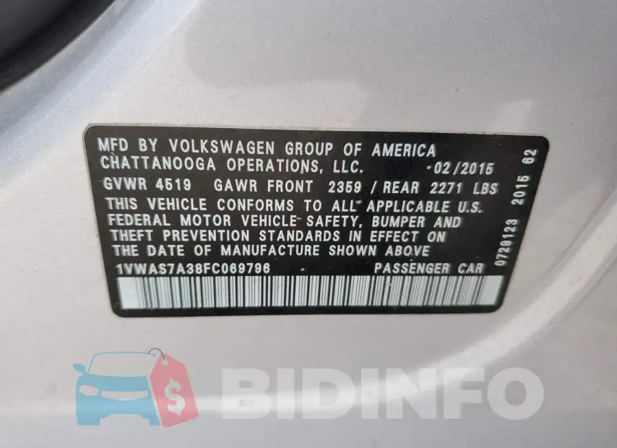 1VWAS7A38FC069796 Photo# 12