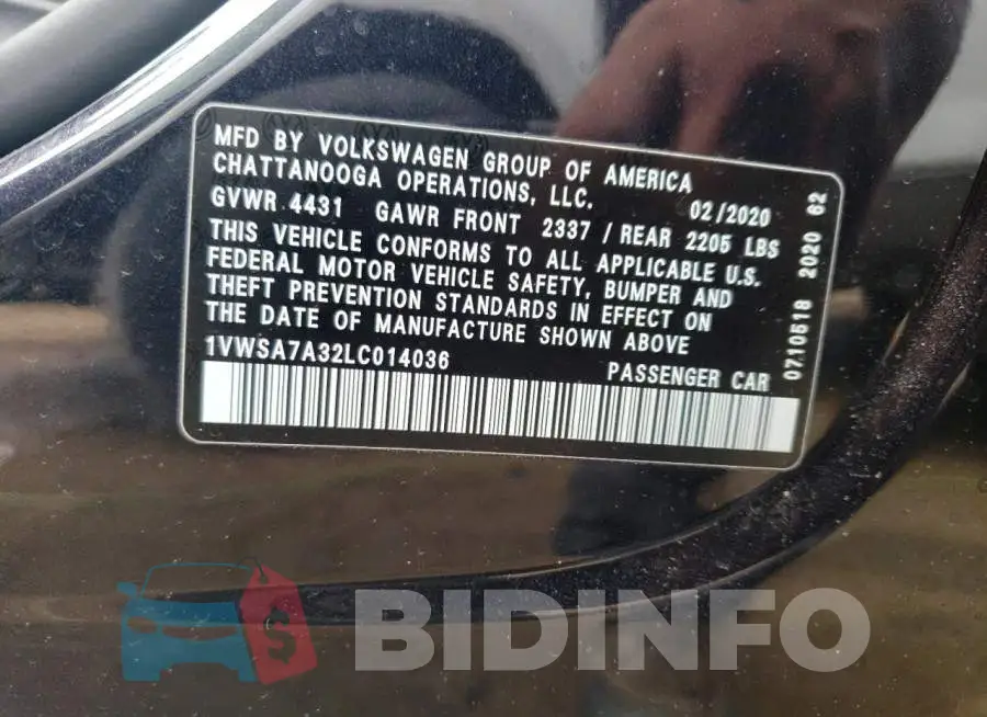 1VWSA7A32LC014036 Photo# 12