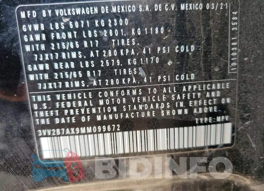 3VV2B7AX9MM099672 Photo# 13
