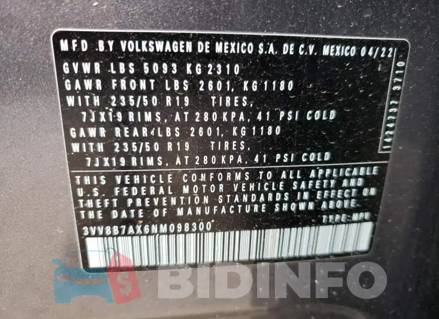 3VV8B7AX6NM098300 Photo# 12