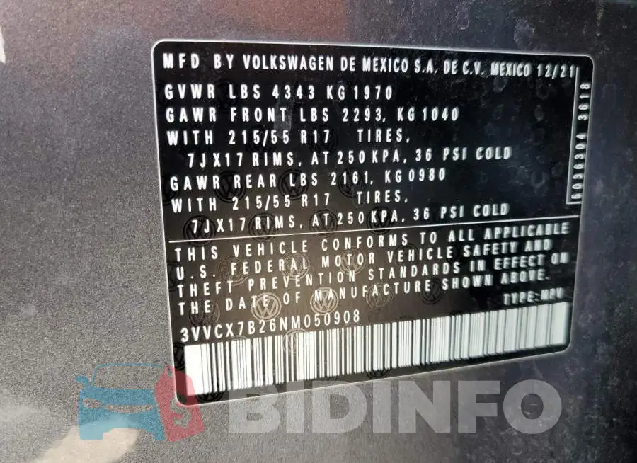 3VVCX7B26NM050908 Photo# 13