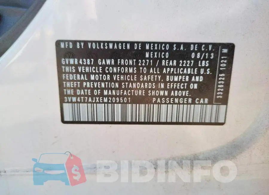 3VW4T7AJXEM209501 Photo# 12