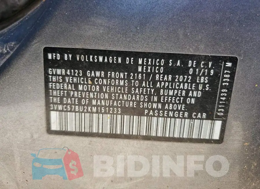 3VWC57BU2KM151233 Photo# 12