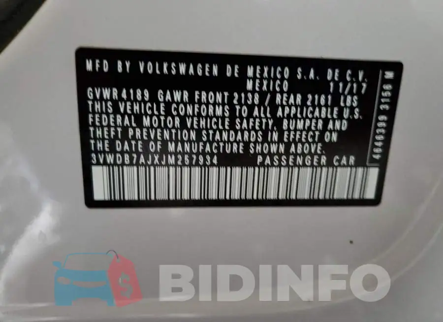 3VWDB7AJXJM257934 Photo# 12