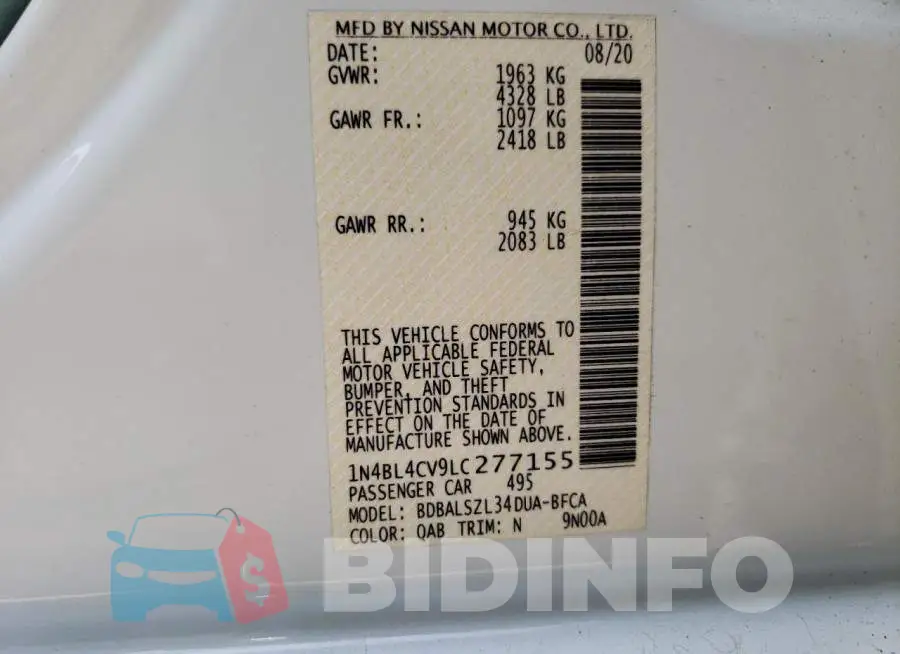 1N4BL4CV9LC277155 Photo# 13