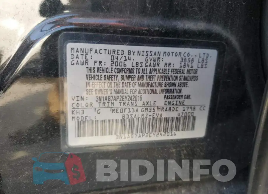 3N1AB7AP2EY242016 Photo# 12