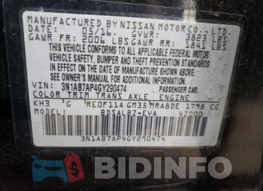 3N1AB7AP4GY290474 Photo# 12