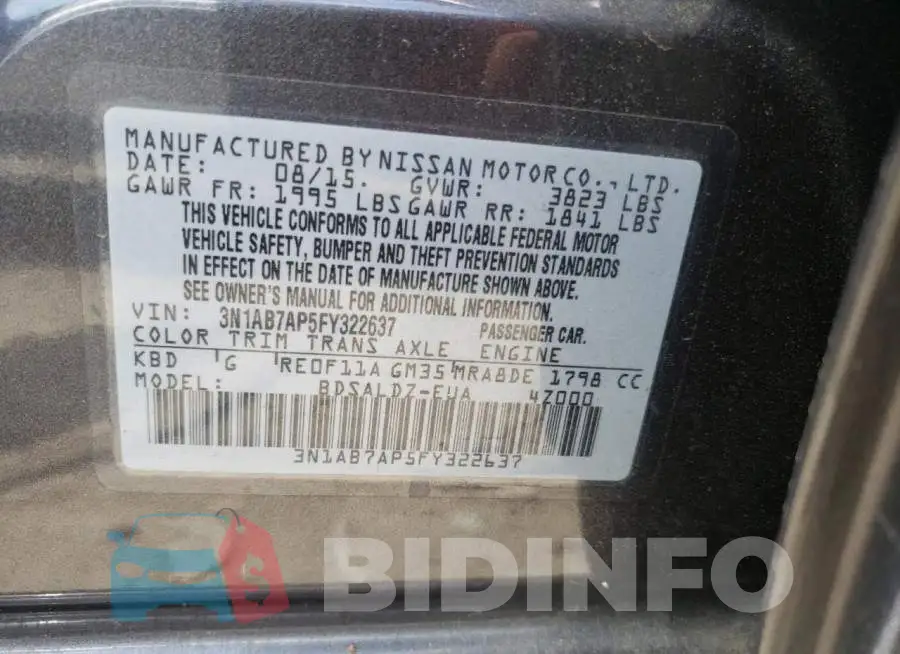 3N1AB7AP5FY322637 Photo# 12