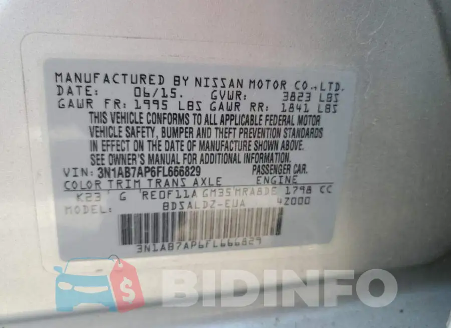 3N1AB7AP6FL666829 Photo# 12