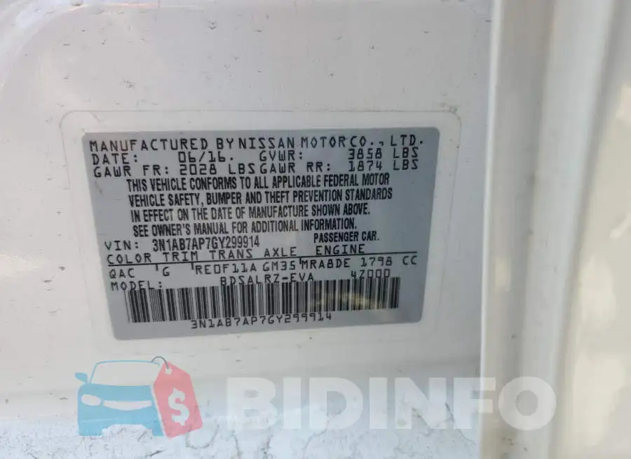 3N1AB7AP7GY299914 Photo# 13