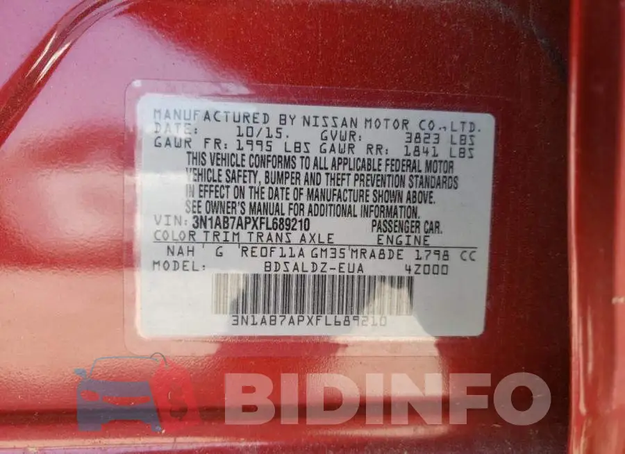 3N1AB7APXFL689210 Photo# 12