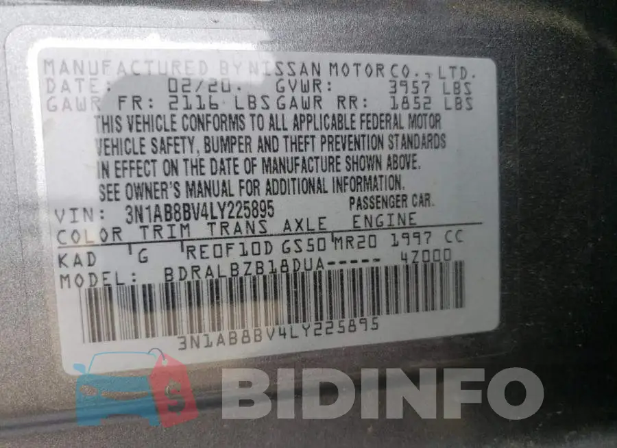 3N1AB8BV4LY225895 Photo# 12