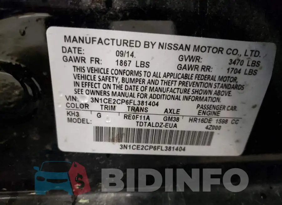 3N1CE2CP6FL381404 Photo# 12