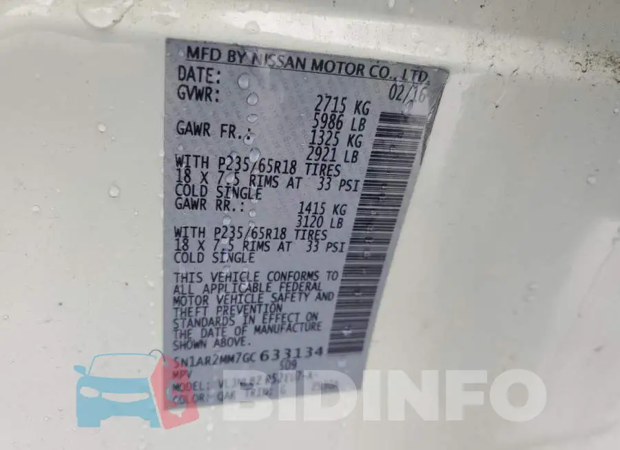 5N1AR2MM7GC633134 Photo# 13