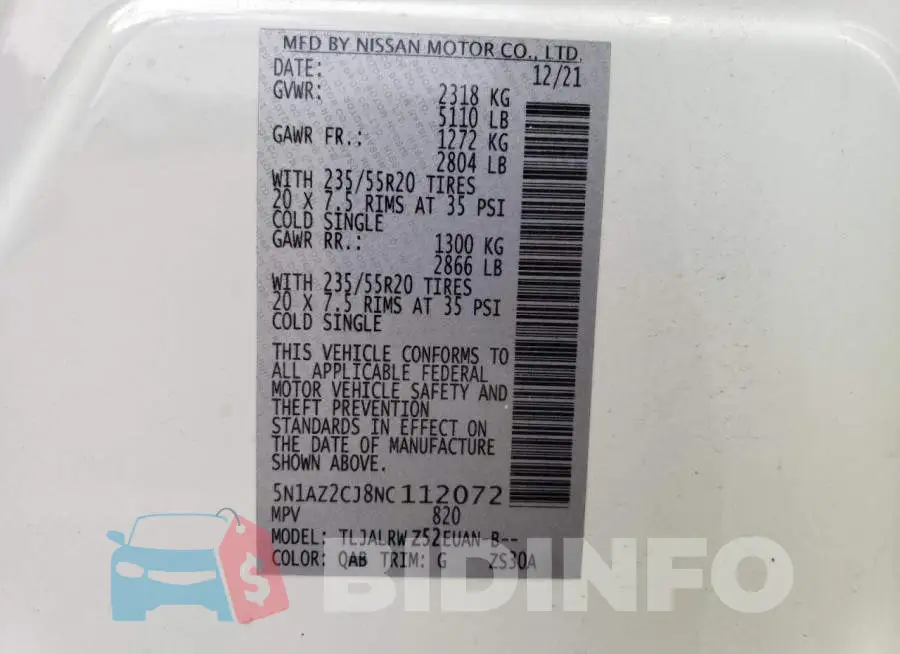 5N1AZ2CJ8NC112072 Photo# 13