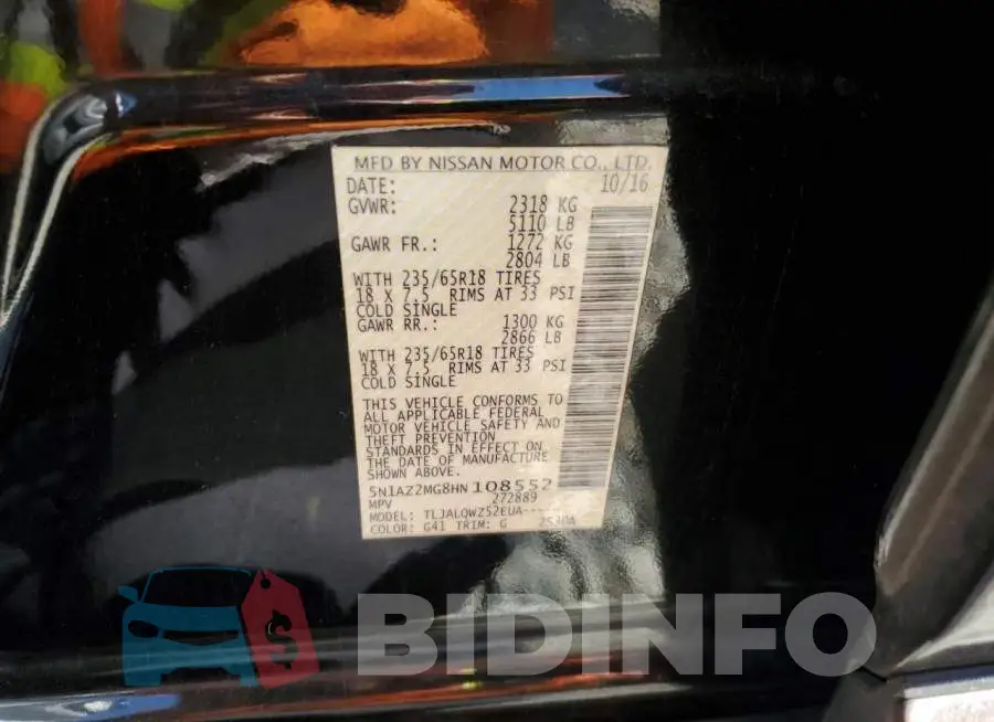 5N1AZ2MG8HN108552 Photo# 12