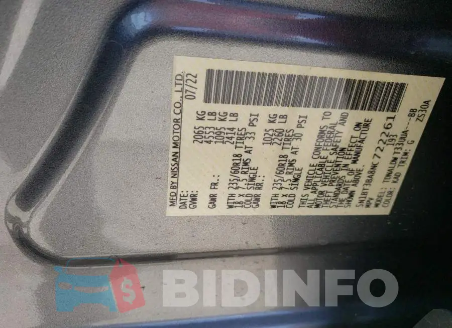 5N1BT3BA8NC722261 Photo# 12