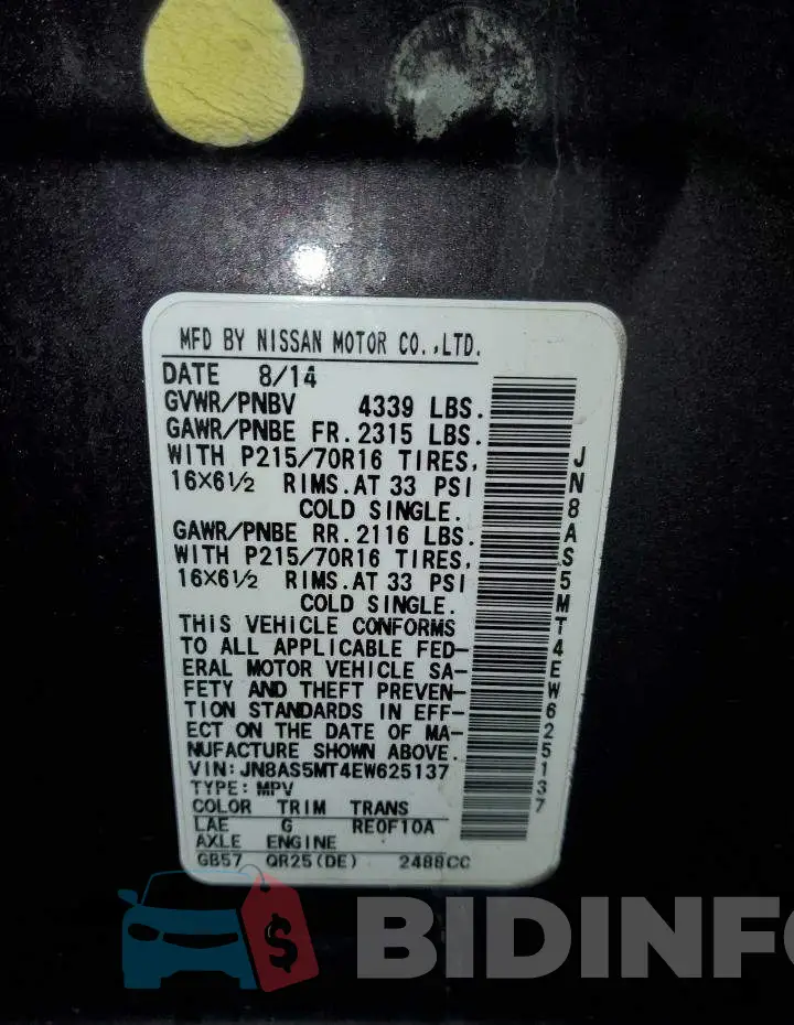 JN8AS5MT4EW625137 Photo# 14
