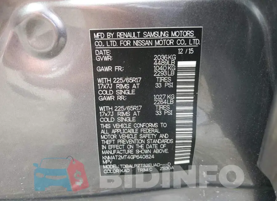 KNMAT2MT4GP640824 Photo# 13