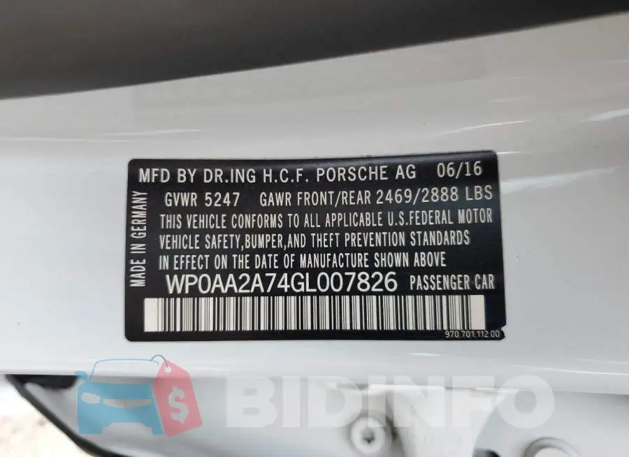 WP0AA2A74GL007826 Photo# 12
