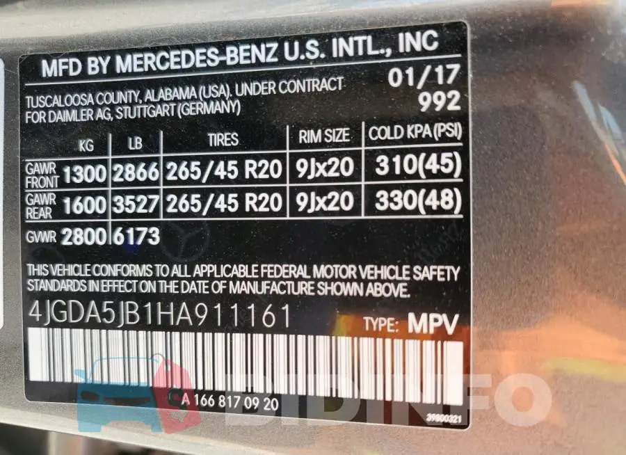 4JGDA5JB1HA911161 Photo# 13
