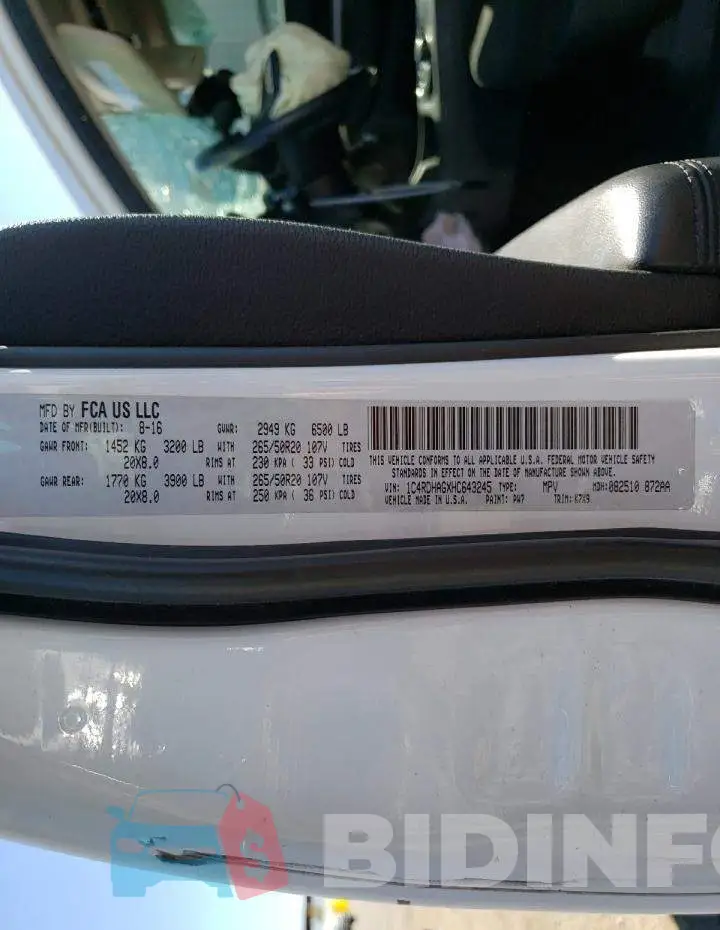 1C4RDHAGXHC643245 Photo# 14
