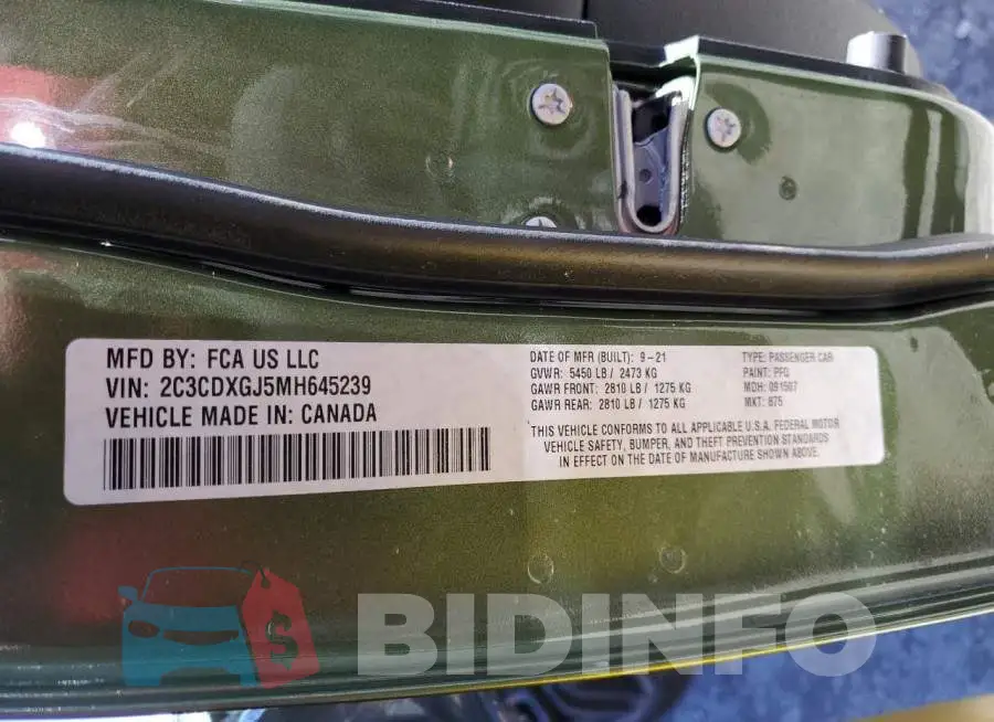 2C3CDXGJ5MH645239 Photo# 13