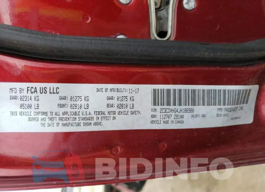 2C3CDXHG4JH186980 Photo# 12