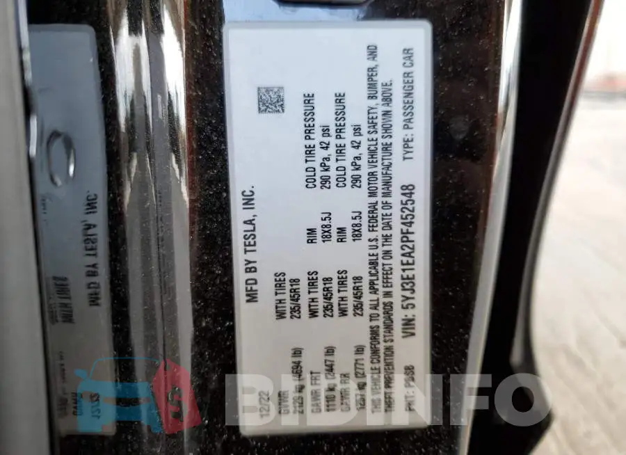 5YJ3E1EA2PF452548 Photo# 12