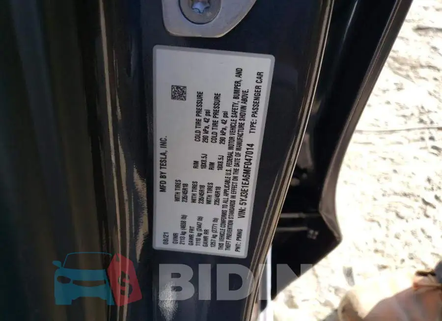 5YJ3E1EA6MF047014 Photo# 12
