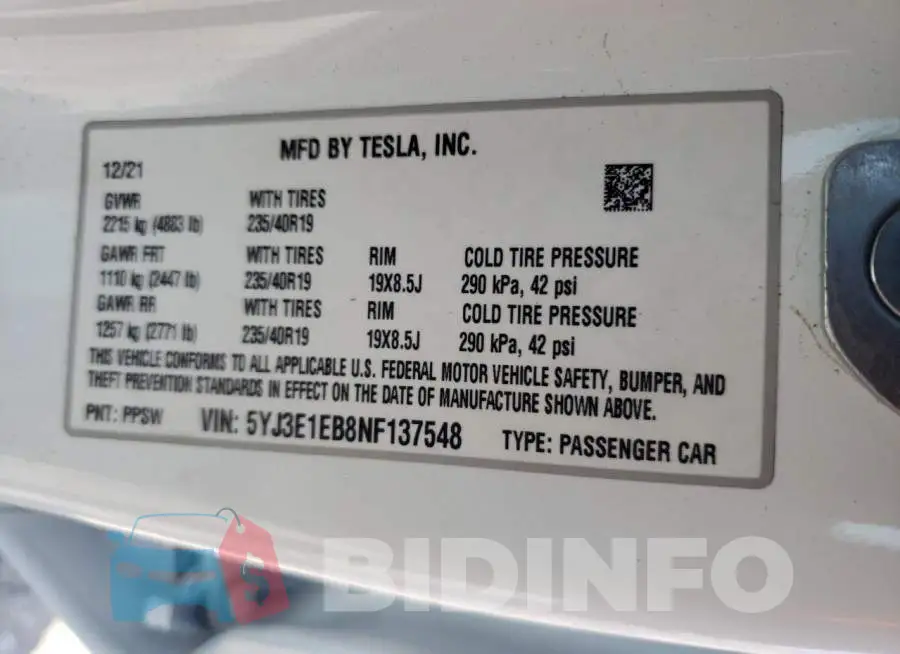 5YJ3E1EB8NF137548 Photo# 12