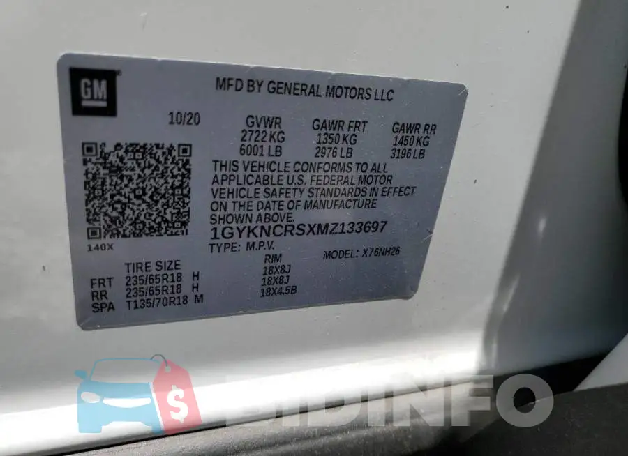 1GYKNCRSXMZ133697 Photo# 12